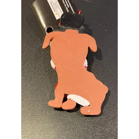 Bulldog Dog Puppy Brown Top Hat Christmas Holiday Ornament Polymer Clay NEW - Picture 2 of 3
